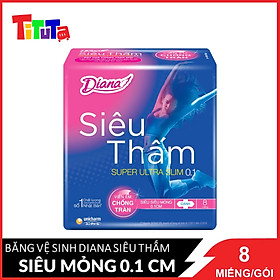  Băng vệ sinh Diana Siêu thấm siêu siêu mỏng 0.1cm Super Ultra Slim 8 miếng/gói