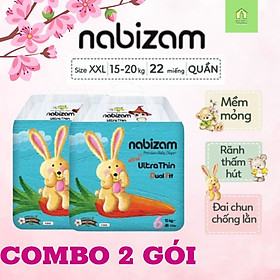 Combo 2 gói tã/bỉm Hàn Quốc Nabizam Ultrathin size XXL22 miếng