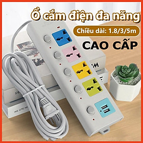 Phích cắm điện Ổ cắm điện Tiêu chuẩn phích cắm điện Ba mắt Phích cắm Trailer 7 cách 2 USB sạc Cáp 3 mét 5 mét Cáp dày 100