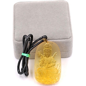 Dây chuyền mặt Phật Quan Âm Bồ Tát - pha lê vàng DEQAFVL2 - kèm hộp nhung