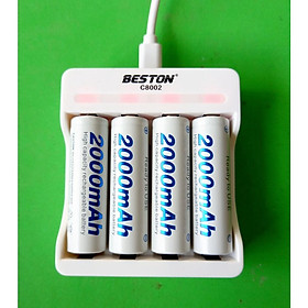 Bộ sạc pin AA AAA Beston C8002 dùng cho micro không dây, máy ảnh, điều khiển, đồ chơi trẻ em, đồng hồ