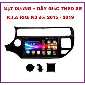 Mặt dưỡng xe K.I.A RIO/K3 2015-2019 lắp DVD Android 9 inch kèm dây giắc không cần đấu nối.KHUNG DƯỠNG LẮP MÀN Ô TÔ, XE HƠI.