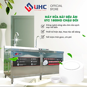 Máy rửa bát sóng siêu âm UTC 1800HD chậu đôI - Hàng chính hãng