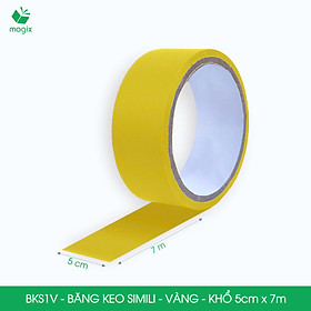 BKS1V - 6 cuộn băng keo Simili khổ 5cm x 7m - Vàng - Băng dính dán gáy sách, đóng cuốn