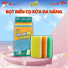 Bộ 3 Miếng Chùi Rửa Bọt Biển Đa Năng Sponge Daddy - Màu ngẫu nhiên