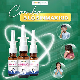 Combo 3 xịt mũi SINMAX KID 20ml dành cho trẻ nhỏ hỗ trợ giảm sổ, nghẹt mũi