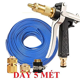 Bộ dây vòi xịt nước rửa xe, tưới cây .tăng áp 3 lần,loại 3m, 5m 206236 đầu đồng,cút đồng,nối đồng+ tặng móc khoá