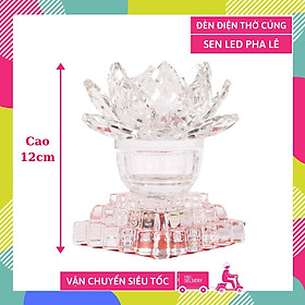 Mua Đèn thủy tinh bông sen led đổi màu đế vuông tầng 1 nấc nguyên khối - Cao 12cm