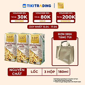 Lốc 3 hộp Sữa hạt Hạt dẻ Nguyên chất 137 DEGREES 180ml - ĐƠN 399K TẶNG TÚI