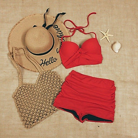 [NHIỀU MÀU] Bikini 2 mảnh áo crop xoắn nâng ngực mix quần short nhún kín đáo (HÌNH THẬT)