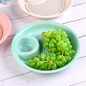 Khay đựng đồ ăn có khay thoát nước kèm bát nước chấm lua mạch - Giao màu ngẫu nhiên