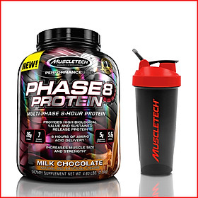 Thực phẩm tăng cơ Phase 8 Protein 4.6lbs (~2.09kg) - Hương vị Chocolate – Bổ sung nguồn Protein kết hợp, giữa Whey hấp thụ nhanh giúp phục hồi phát triển cơ và Casein hấp thụ chậm, giúp nuôi dưỡng phát triển cơ bắp - Hàng nhập khẩu chính hãng - Thương hiệu Muscletech - Kèm quà tặng