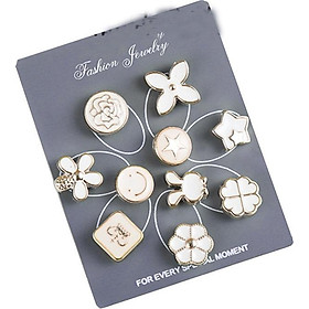 Sét 10 ghim khuy cài áo cao cấp xuất Nhật GC01