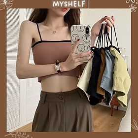 M14. Áo 2 dây croptop cotton, áo bra quây cotton mềm mịn cá tính sẵn mút ngực
