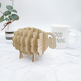 Bộ đế Lót ly bằng gỗ hình con Cừu