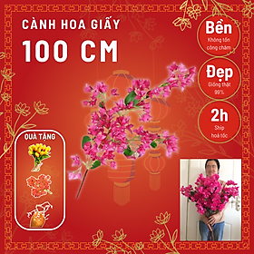 Mua Cành hoa giấy giả - 1 cành dài 1m - Hoa giấy trang trí làm thành cây giả giống thật - Cây giả  hoa l