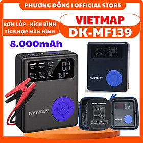 BƠM LỐP KIÊM KÍCH BÌNH ĐA NĂNG VIETMAP DK-MF139 - HỖ TRỢ PIN SẠC DỰ PHÒNG, MÀN HÌNH LED, ĐÈN CHIẾU SÁNG