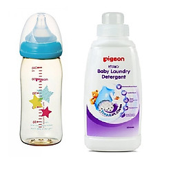 Combo Bình sữa Pigeon PPSU Plus Ngôi sao/ Thú cưng 240ml (M)