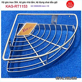 Kệ góc inox 304, kệ góc nhà tắm 25x25cm, kệ đựng chai dầu gội KAG-RT1154