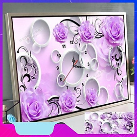 Mua Tranh thêu chữ thập đồng hồ hoa hồng