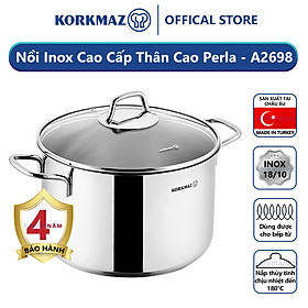 Nồi inox 18/10 thân cao Korkmaz Perla 4.8 lít - 20x16 cm