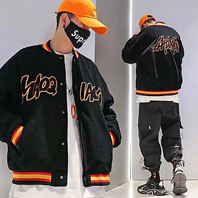 Hình ảnh Áo Khoác Bomber Jackets Kaki Nhung Tăm Thêu IAOR Form Rộng Nam Nữ Unisex HOT TREND