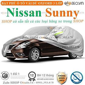 Bạt che phủ xe ô tô Nissan Sunny 3 lớp cao cấp