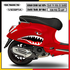 Tem Chế Xe Vespa LX/Sprint/Primavera/GTS Mẫu Cá Mập | VP21 | Decal Vespa Rời Cắt Khuôn Sẵn, Chất Liệu PVC Cao Cấp