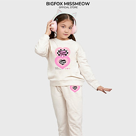 Bộ thu đông bé gái Bigfox Miss Meow vải nỉ da cá style thể thao kiểu Hàn Quốc size đại trẻ em 12-15 tuổi 40kg 50kg