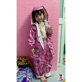 Bộ áo mưa cho trẻ từ 6 - 8 tuổi , họa tiết hoạt hình nhiều màu xinh xắn , vải dù chống thấm nước kèm túi đựng , giao màu ngẫu nhiên