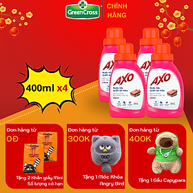 Combo 4 chai Nước tẩy đánh bay vết bẩn cứng đầu cho quần áo màu AXO 400ml