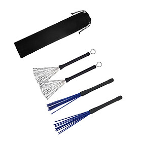 Wire Drum Brush Heavy Duty with Storage Bag Retractable for Acoustic Drummer Jazz Drum