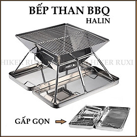 Bếp nướng than hoa inox mini, bếp nướng gấp gọn ngoài trời