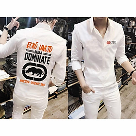 Áo sơ mi nam họa tiết tê giác và chữ