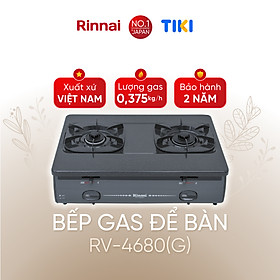 Bếp gas dương Rinnai RV-4680(G) mặt bếp men và kiềng bếp men - Hàng chính hãng.
