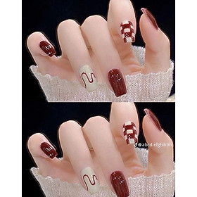 Nail box thiết kế sẳn mẫu màu đỏ sọc caro