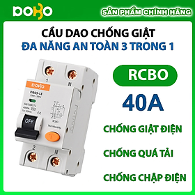 [HÀNG CHÍNH HÃNG] Cầu Dao Chống Giật RCBO DOBO đa năng 2P 40A - 30mA  - siêu nhạy - Aptomat chống giật có clip test giật điện trực tiếp - Hàng Tốt - Sản phẩm được Khách Hàng tin dùng 5 năm liền! DB86LE-884022 DOBO KOREA