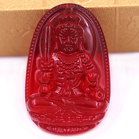 Mặt Phật hộ mệnh tuổi Dậu - Mặt dây chuyền Phật Bất Động Minh Vương Pha lê đỏ Kèm dây đeo - Size phù hợp cho nam và nữ