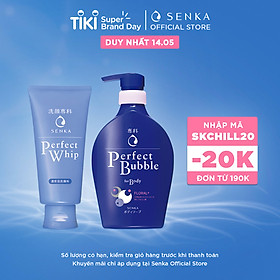 Bộ sữa tắm dưỡng ẩm Senka hương linh lan, hoa nhài và sữa rửa mặt tạo bọt
