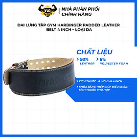 Đai Lưng Tập Gym Harbinger Padded Leather Belt 6 Inch – Loại Da