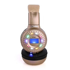 Wireless Foldable Headphones, Over Ear Headset with Microphone, Adjustable and Lightweight, LED Light, Support FM Radio