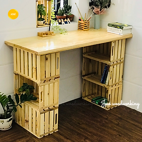 Mua Bàn Làm Việc Chân Gỗ Thiết Kế Pallet Kết Hợp Kệ Sách  Bàn Học Đa Năng Gỗ Thông Mỹ Cao Cấp 120x50x78 cm