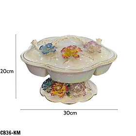 Khay Mứt Cẩm Nhung Sứ Xương Men Xà Cừ Tân Cổ Điển CB36-KM1