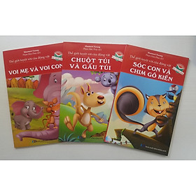 Combo (3 cuốn) Thế Giới Tuyệt Vời Cửa Động Vật: Voi Mẹ Và Voi Con + Chuột Túi Và Gấu Túi + Sóc Con Và Chim Gõ Kiến