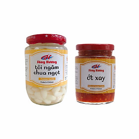 Combo Sông Hương Tỏi Ngâm Chua Ngọt 370g + Ớt Xay 200g
