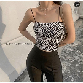 ÁO CROPTOP 2 DÂY NGỰA VẰN CÁ TÍNH(CÓ MÚT NGỰC)