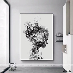 Mua Tranh canvas cô gái nghệ thuật tông đen trắng tặng đinh treo tranh
