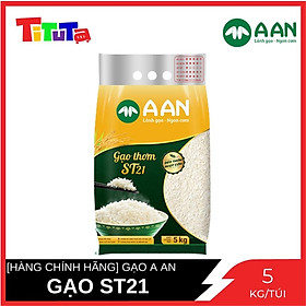 Đặc sản An Giang - Gạo Thơm ST21 A AN Túi 5Kg - Gạo đặc sản Sóc Trăng - Thơm hoa lài nhẹ, cơm ngọt, rất dẻo, hạt cơm kết dính - OCOP 4 Sao