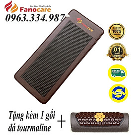 Thảm/Nệm đá nhiệt nóng Fanocare KT 70x170x3.5cm FN70D lục giác đen (Tặng kèm 1 gối đá tourmaline)