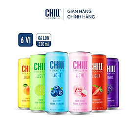 Thùng 6 lon Chill Cocktail mix vị 330ml lon